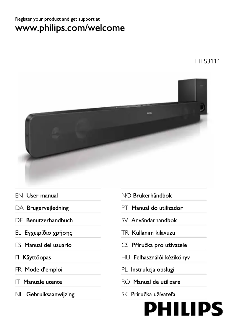 Page 1 de la notice Manuel utilisateur Philips HTS3111