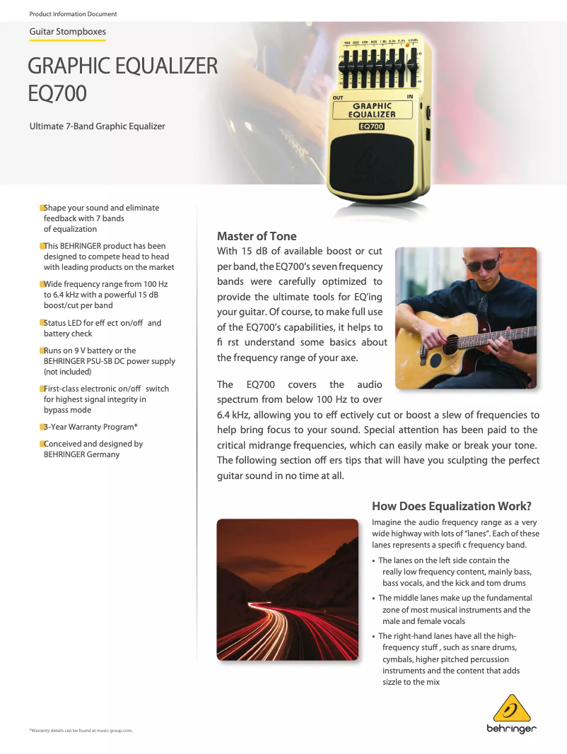 Image de la première page du manuel de l'appareil EQ700