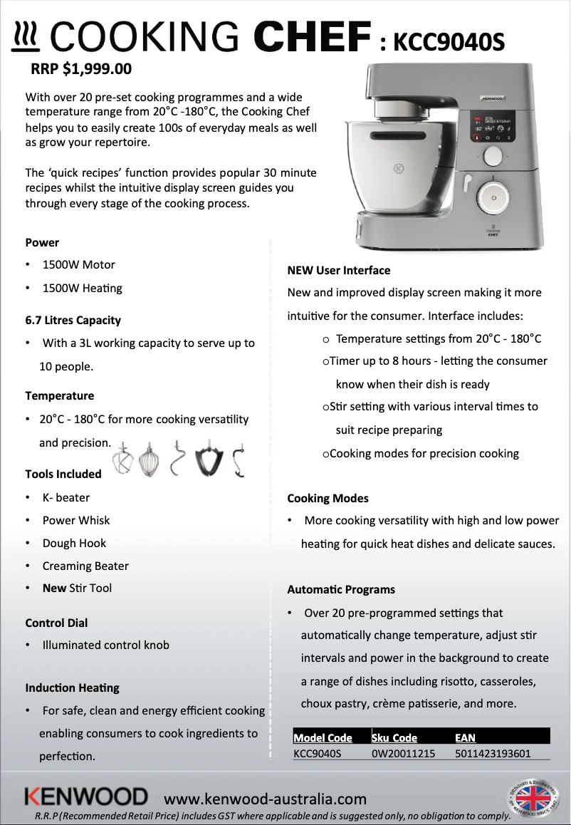 Image de la première page du manuel de l'appareil Cooking Chef KCC90