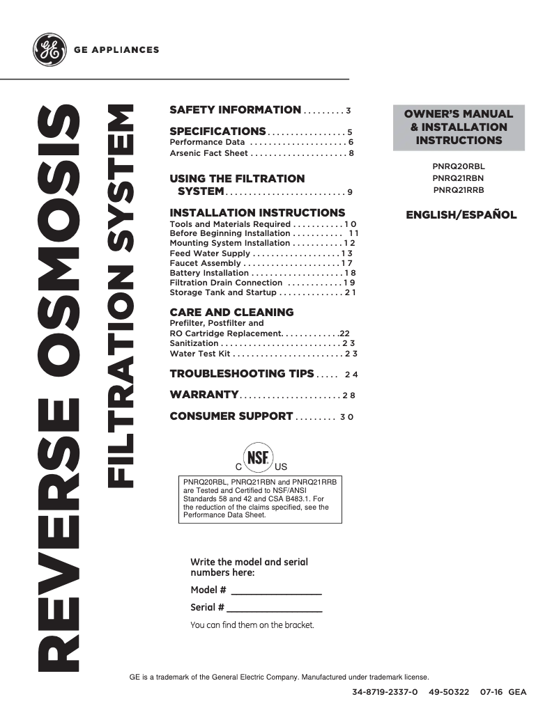 Page 1 de la notice Guide d'installation GE Profile PNRQ21RBN