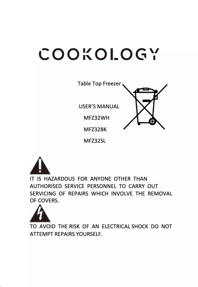 Page 1 de la notice Manuel utilisateur Cookology MFZ32SL