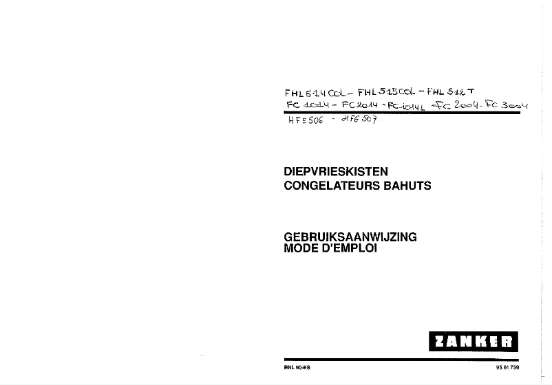 Page 1 de la notice Manuel utilisateur Zanker FC2014