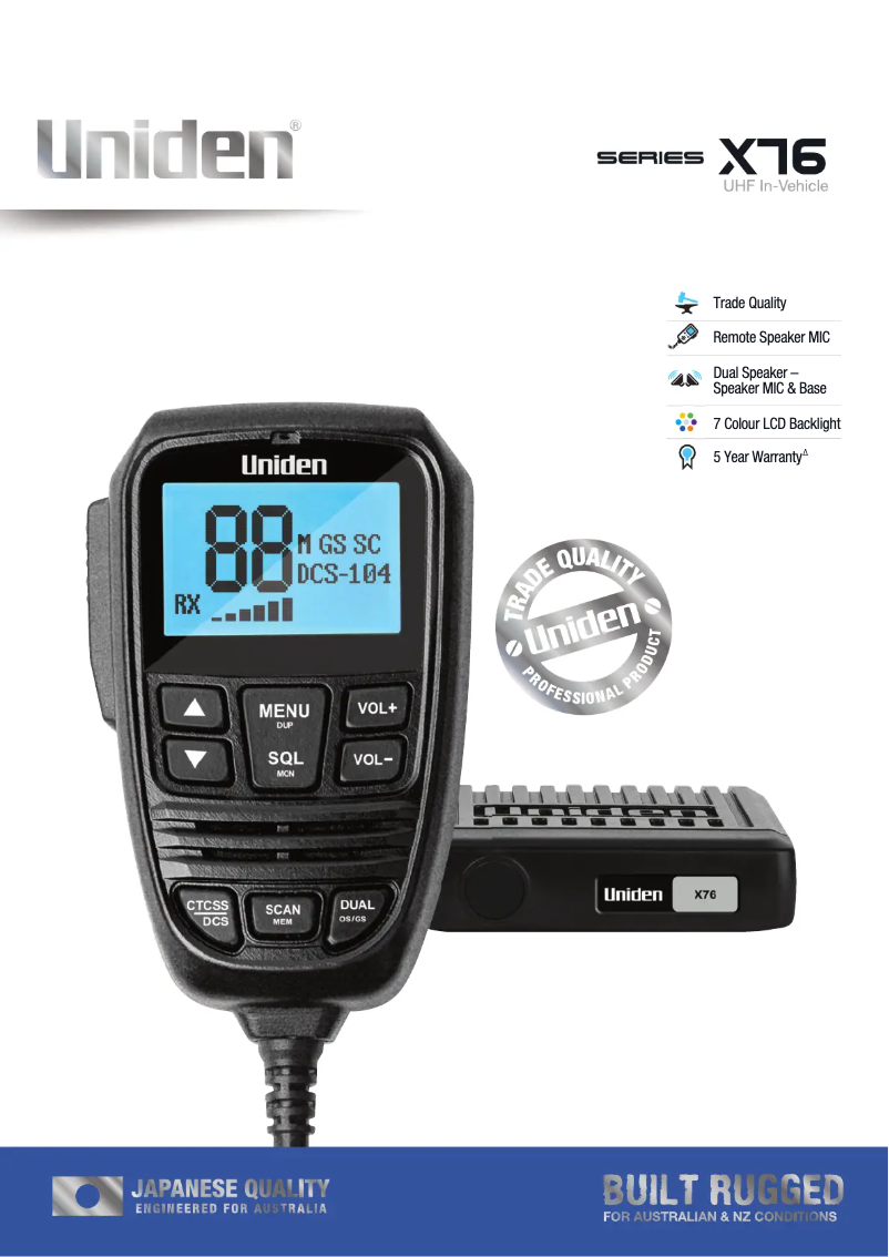 Image de la première page du manuel de l'appareil X76