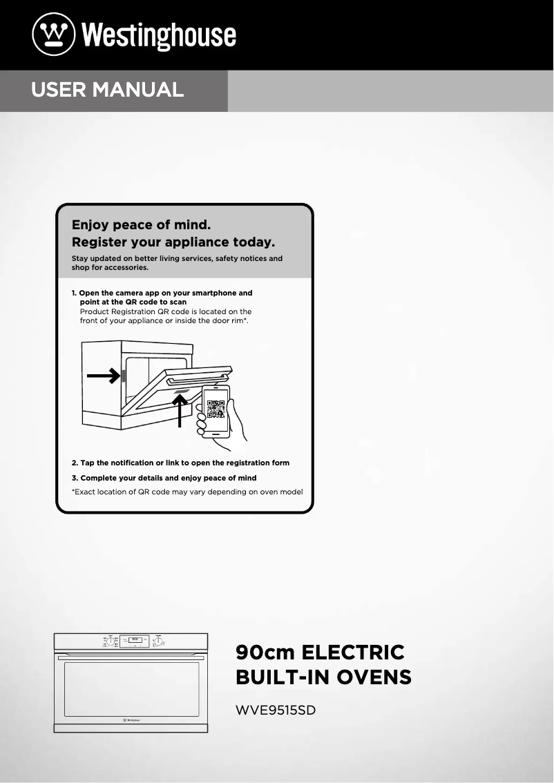 Page 1 de la notice Manuel utilisateur Westinghouse WVE9515SD