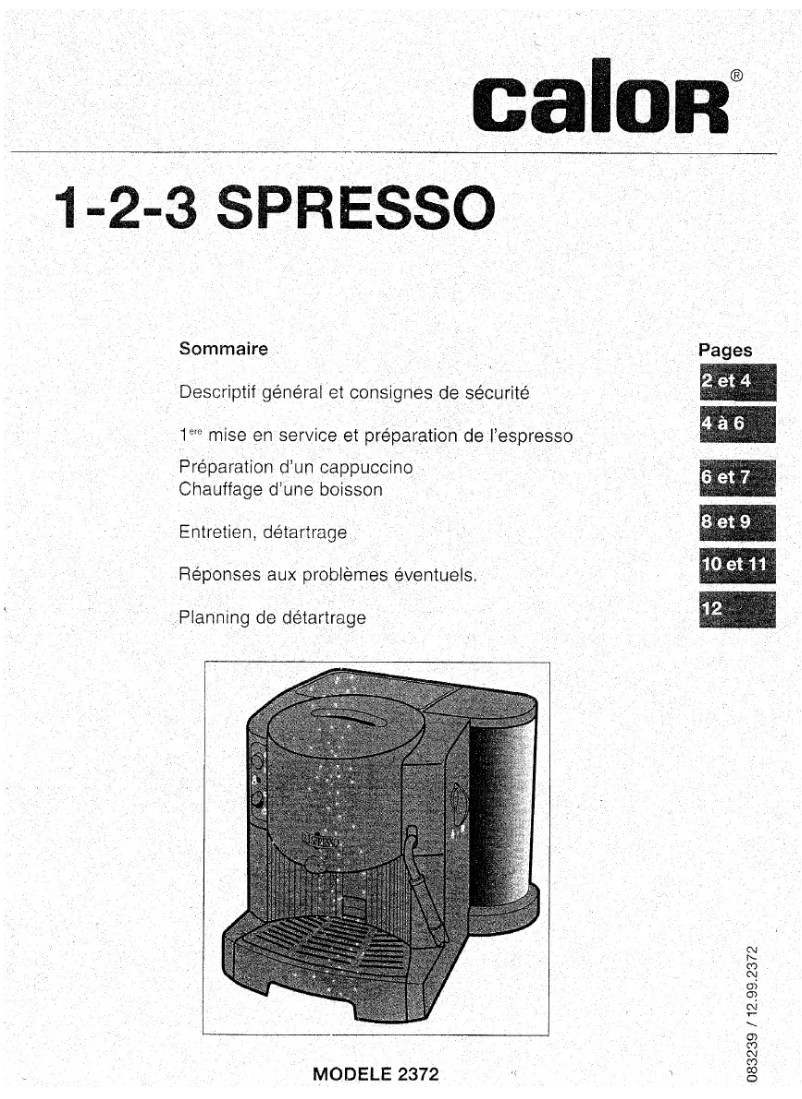 Image de la première page du manuel de l'appareil 1-2-3 Spresso 2372