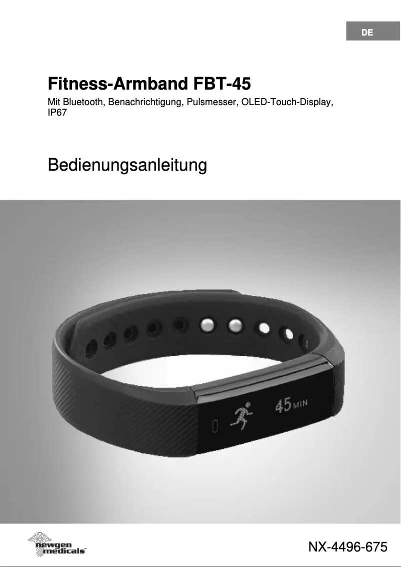 Page 1 de la notice Manuel utilisateur Newgen Medicals FBT-45