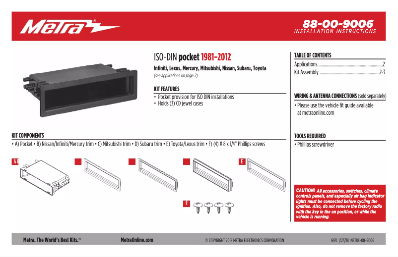 Page n°1 - Guide d'installation Metra 88-00-9006