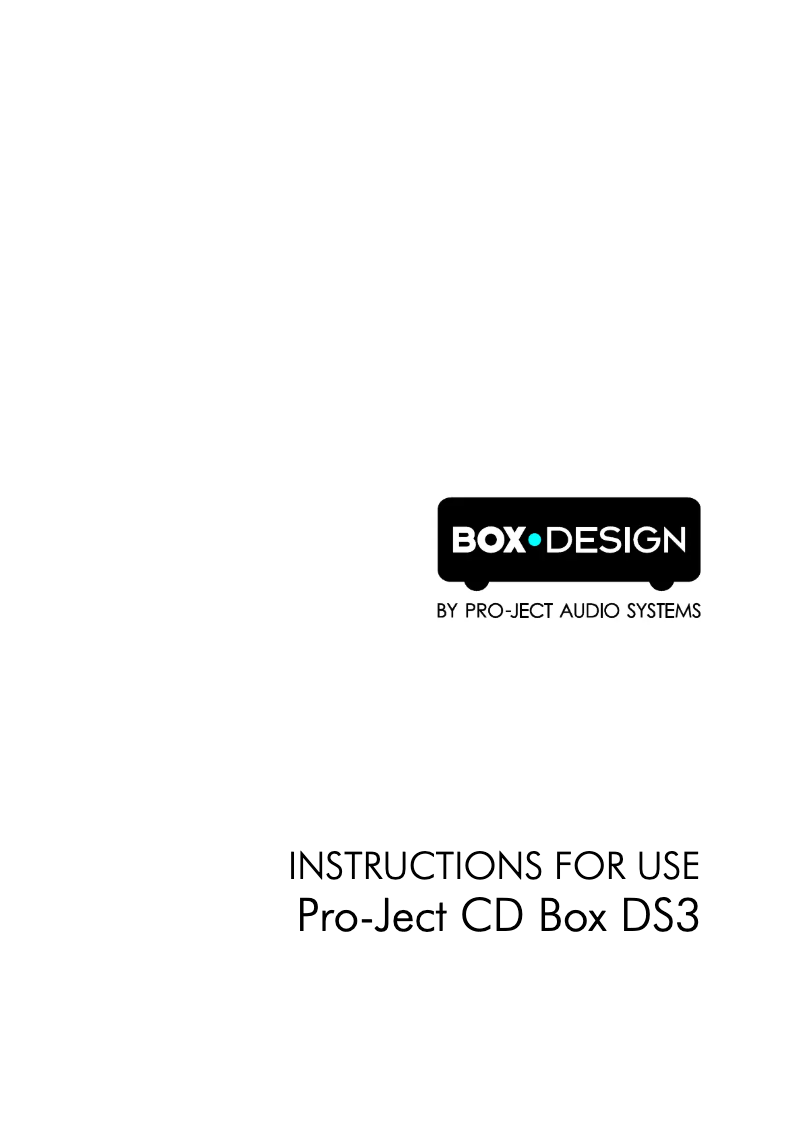 Page 1 de la notice Manuel utilisateur Pro-Ject CD Box DS