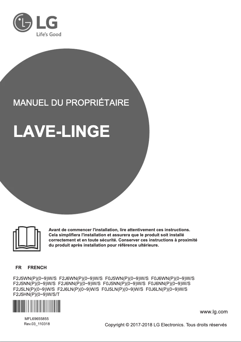 Page 1 de la notice Manuel utilisateur LG F2J5HNP7T
