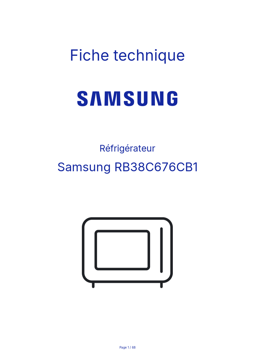 Page n°1 - Fiche technique Samsung RB38C676CB1