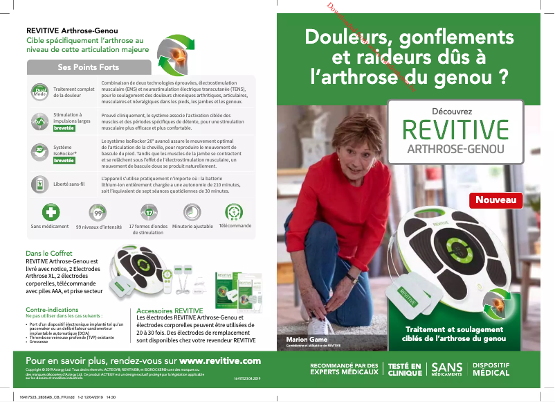 Page 1 de la notice Manuel utilisateur Revitive Circulation Booster Arthritis-Knee