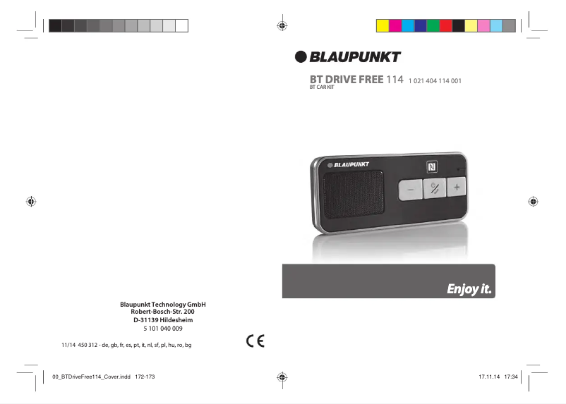 Page 1 de la notice Manuel utilisateur Blaupunkt BT Drive Free 114