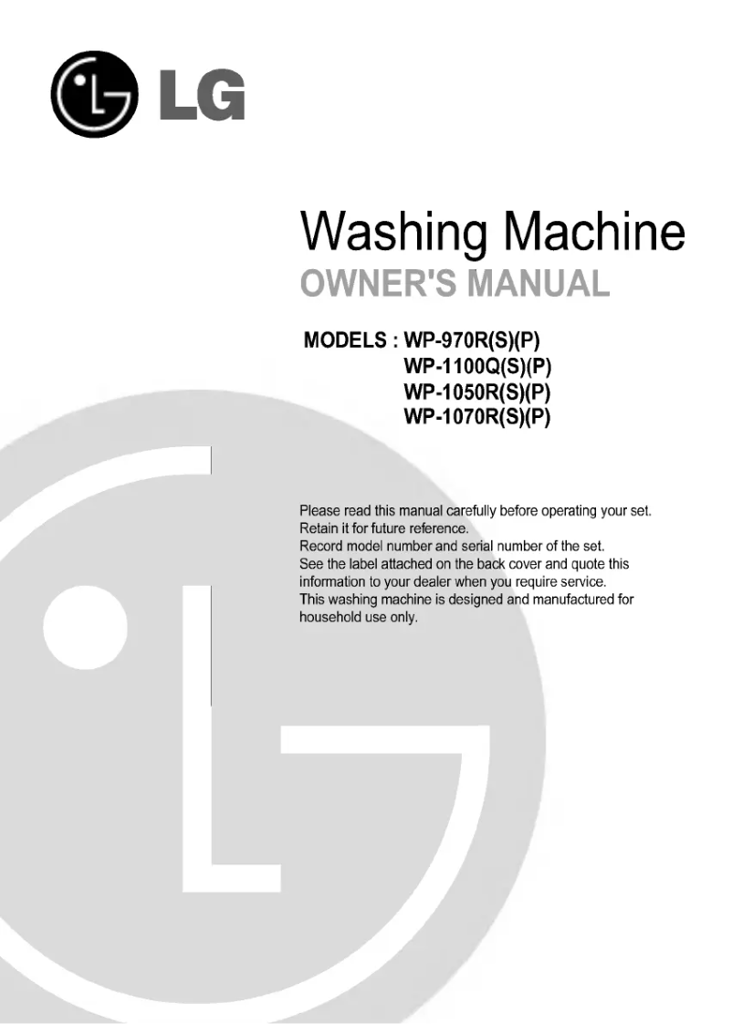 Page n°1 - Manuel utilisateur LG WP-1070RB