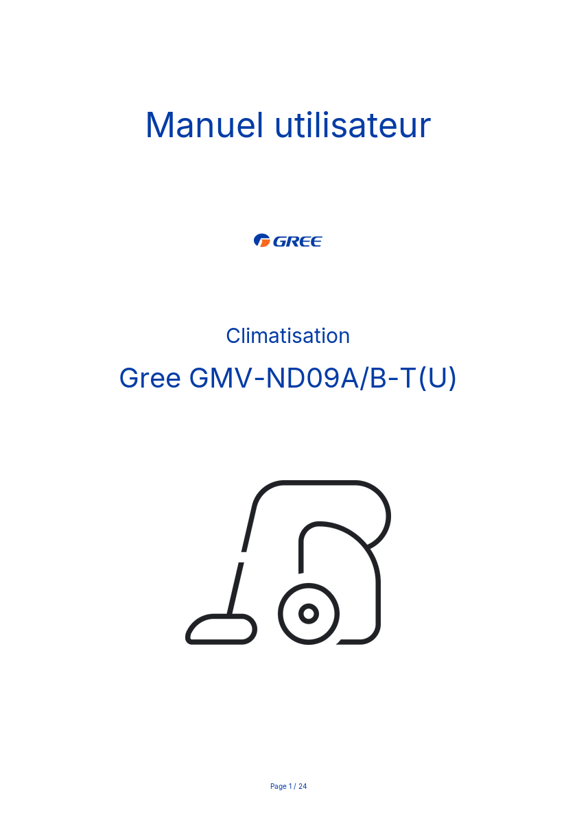 Image de la première page du manuel de l'appareil GMV-ND09A/B-T(U)