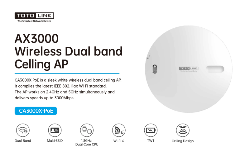Página 1 del manual Ficha técnica Totolink CA3000X-PoE