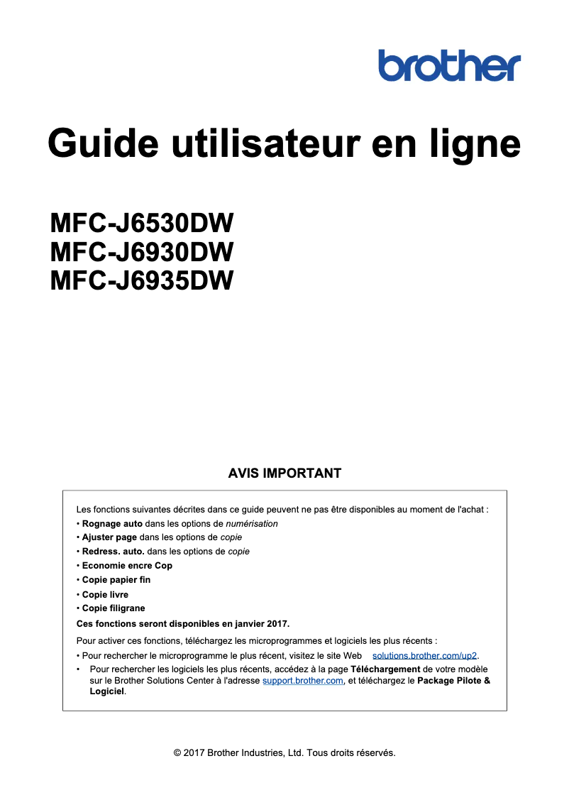 Page n°1 - Manuel utilisateur Brother MFC-J6530DW