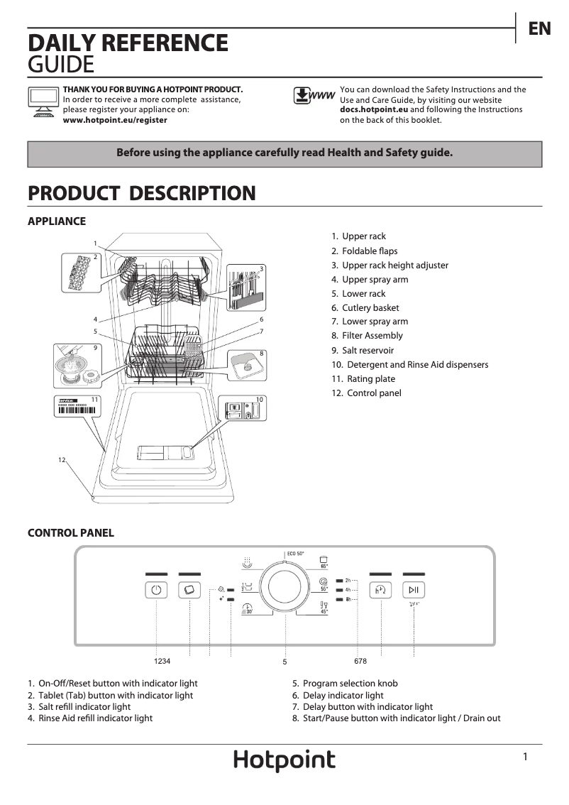 Page n°1 - Manuel utilisateur Hotpoint HSFE 1B19 B UK