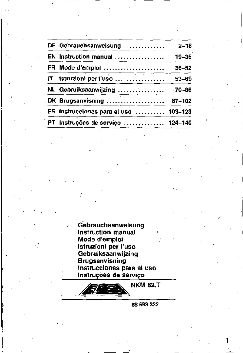 Page 1 de la notice Manuel utilisateur Bosch NKM622T