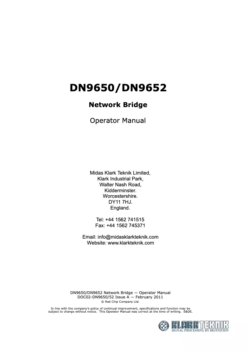Image de la première page du manuel de l'appareil DN9650