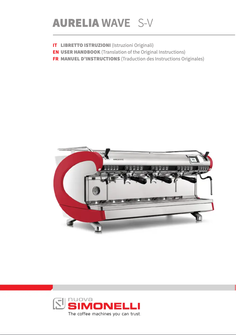 Page 1 de la notice Manuel utilisateur Nuova Simonelli Aurelia Wave Volumetric