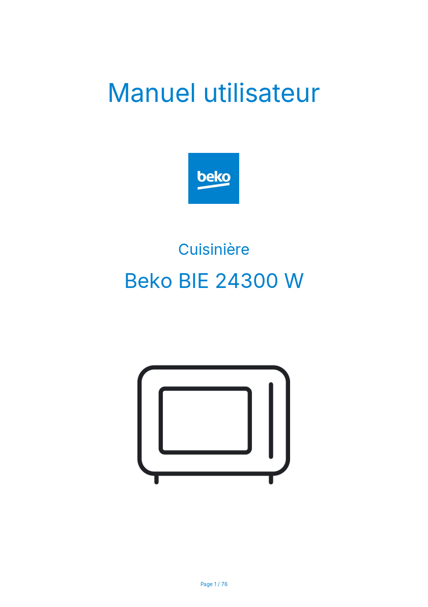 Image de la première page du manuel de l'appareil BIE 24300 W