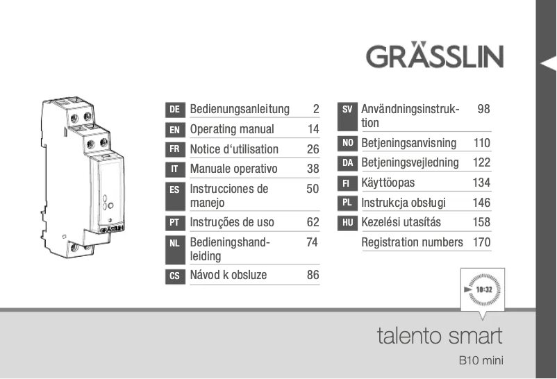 Page 1 de la notice Manuel utilisateur Grässlin talento smart B10 mini