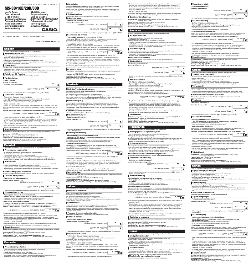 Page 1 de la notice Manuel utilisateur Casio MS-80B