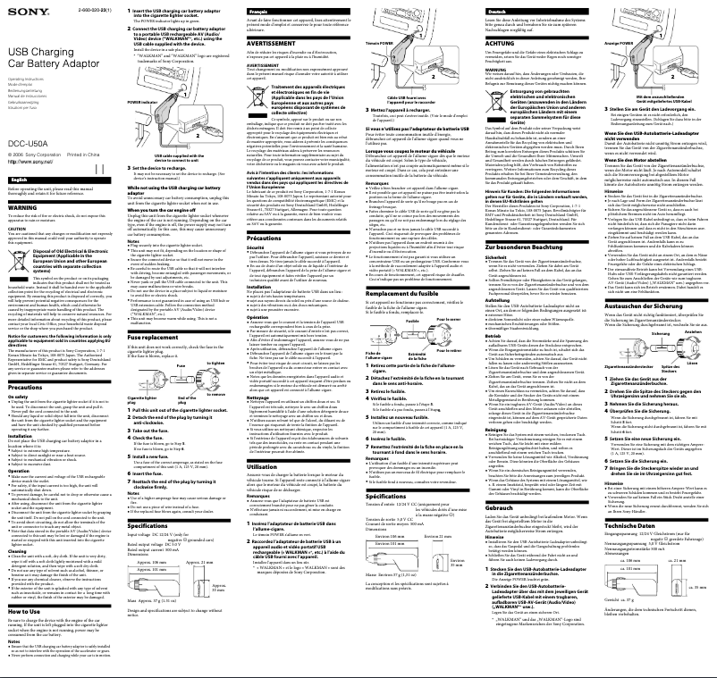 Page n°1 - Manuel utilisateur Sony DCC-U50A