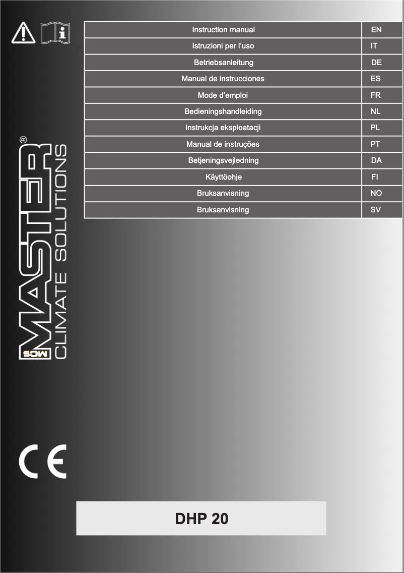 Page n°1 - Manuel utilisateur Master DHP 20