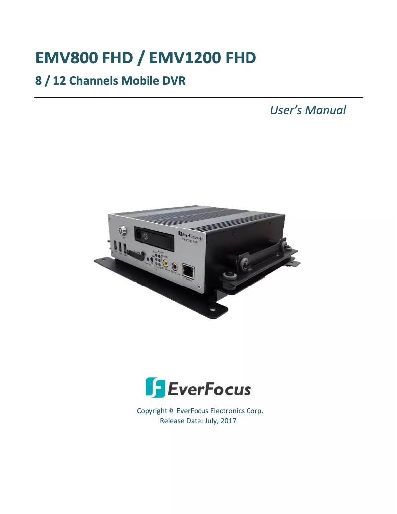 Page n°1 - Manuel utilisateur EverFocus EMV1200FHD