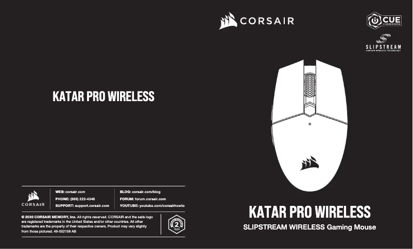 Page 1 de la notice Manuel utilisateur Corsair Katar Pro Wireless