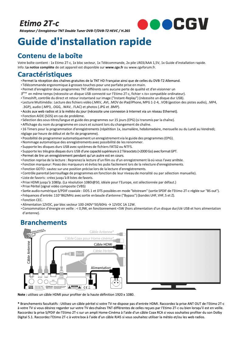Page n°1 - Guide d'installation CGV Etimo 2T-c