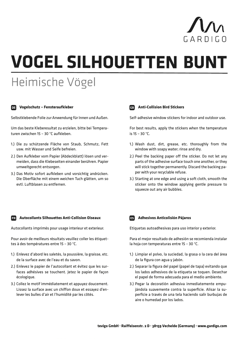 Page 1 de la notice Manuel utilisateur Gardigo 60086