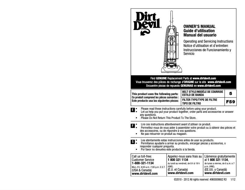 Página 1 del manual Manual de usuario Dirt Devil Vigor