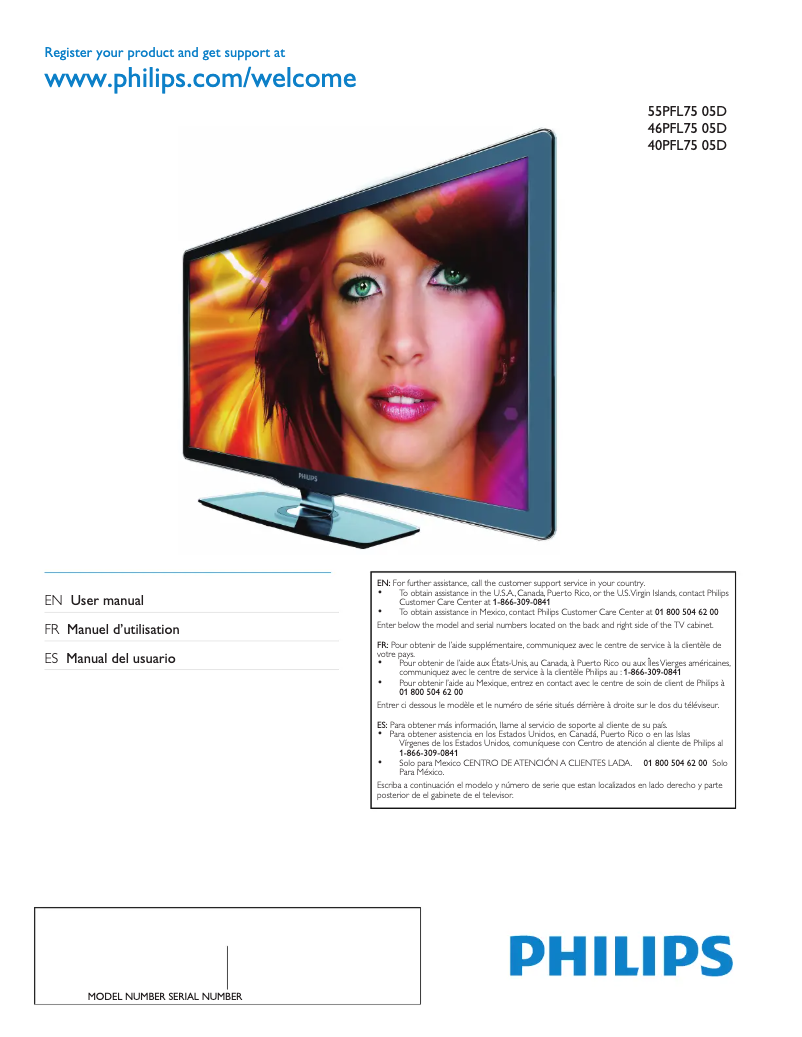 Page 1 de la notice Manuel utilisateur Philips 46PFL7505D