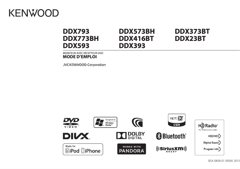 Page n°1 - Manuel utilisateur Kenwood DDX773BH