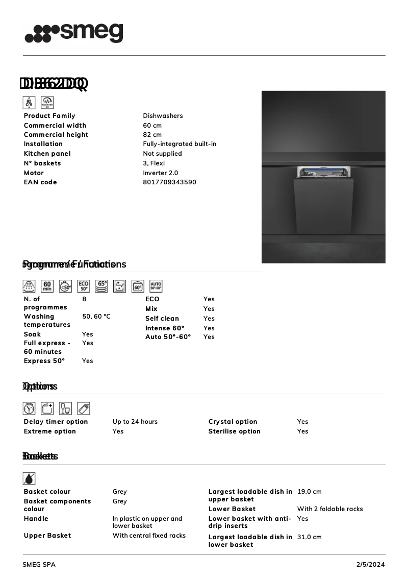Page n°1 - Fiche technique Smeg DI362DQ