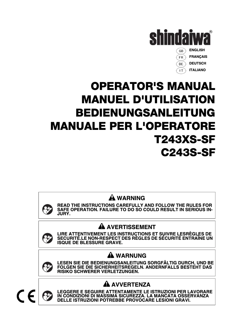 Page n°1 - Manuel utilisateur Shindaiwa C243S