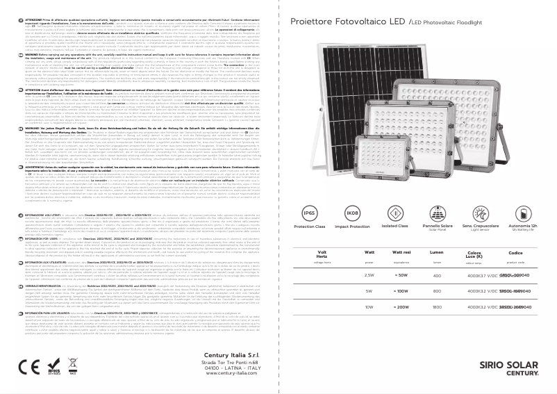 Page 1 de la notice Manuel utilisateur CENTURY SRSOL-509040
