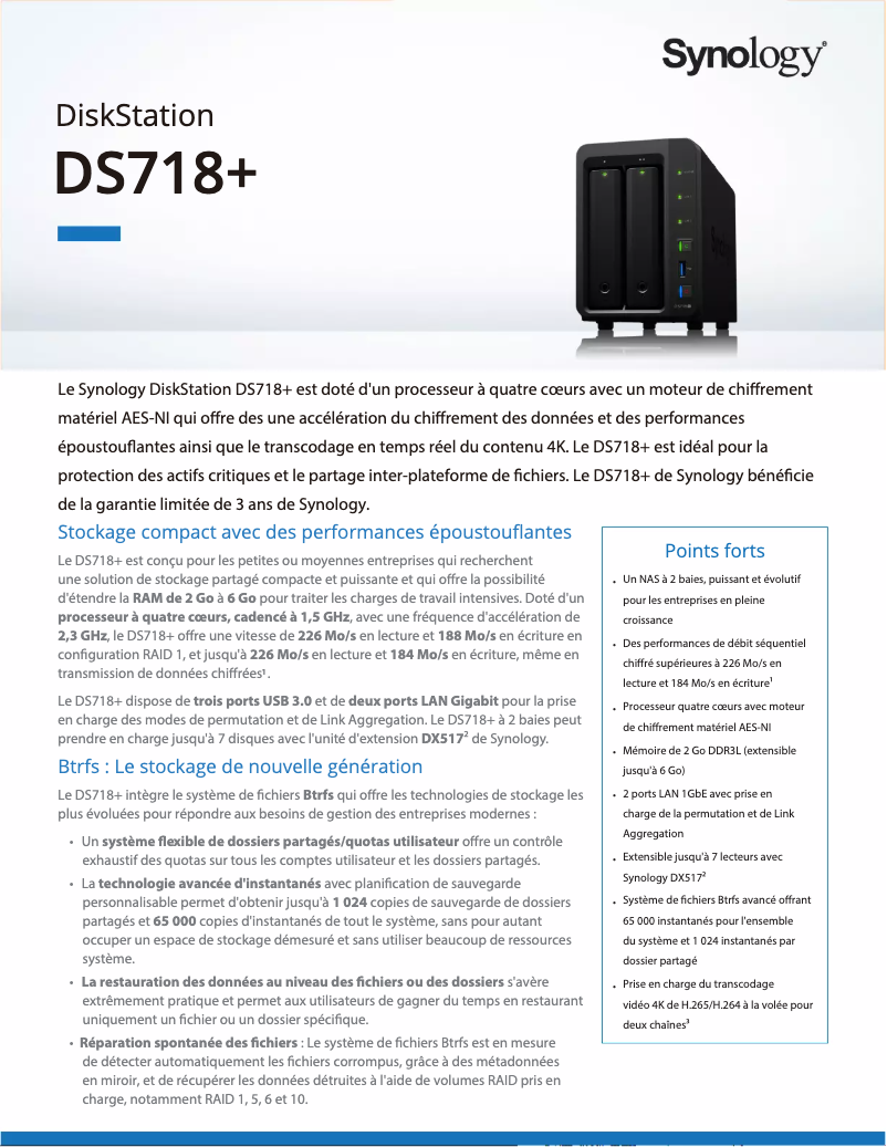 Image de la première page du manuel de l'appareil DiskStation DS718+