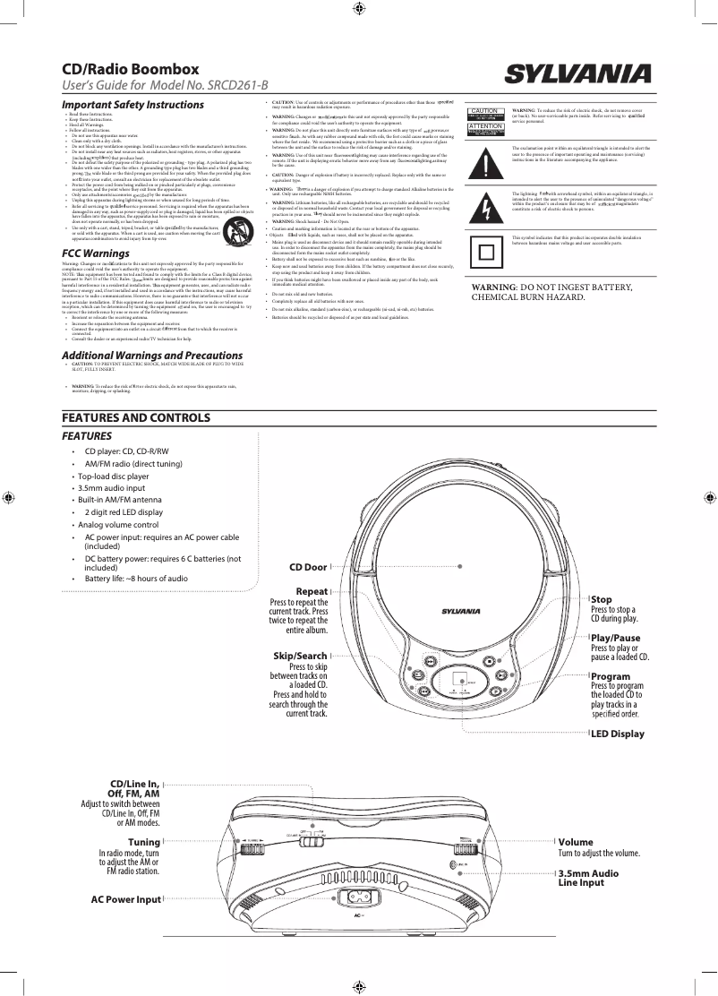 Page n°1 - Manuel utilisateur Sylvania SRCD261-B