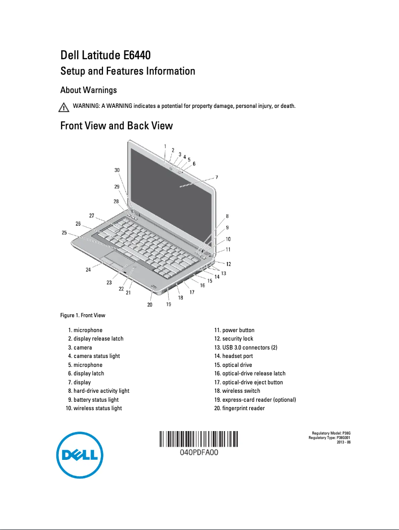 Página 1 del manual Guía de instalación Dell Latitude E6440