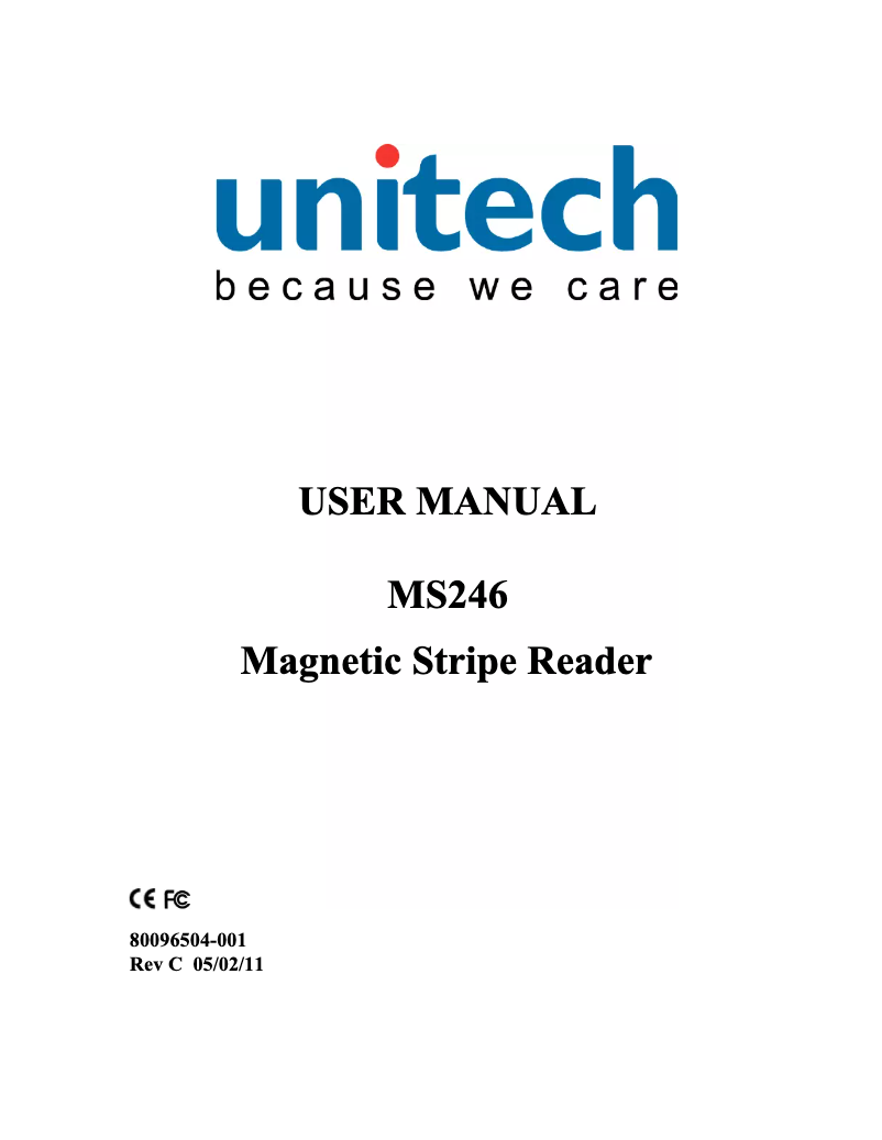 Page 1 de la notice Manuel utilisateur Unitech MS246