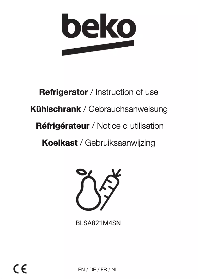 Page 1 de la notice Manuel utilisateur Beko BLSA821M4SN
