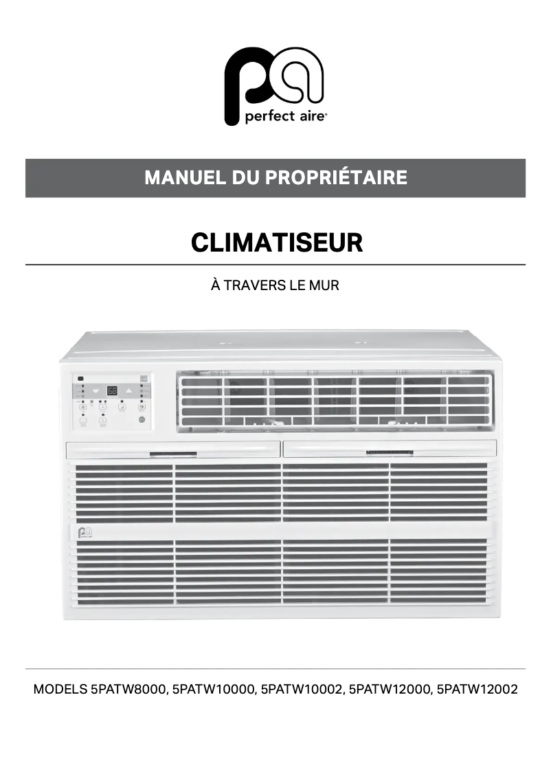 Page 1 de la notice Manuel utilisateur Perfect Aire 5PATW12000