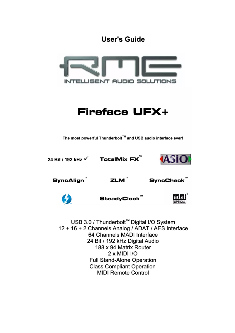Image de la première page du manuel de l'appareil Fireface UFX+