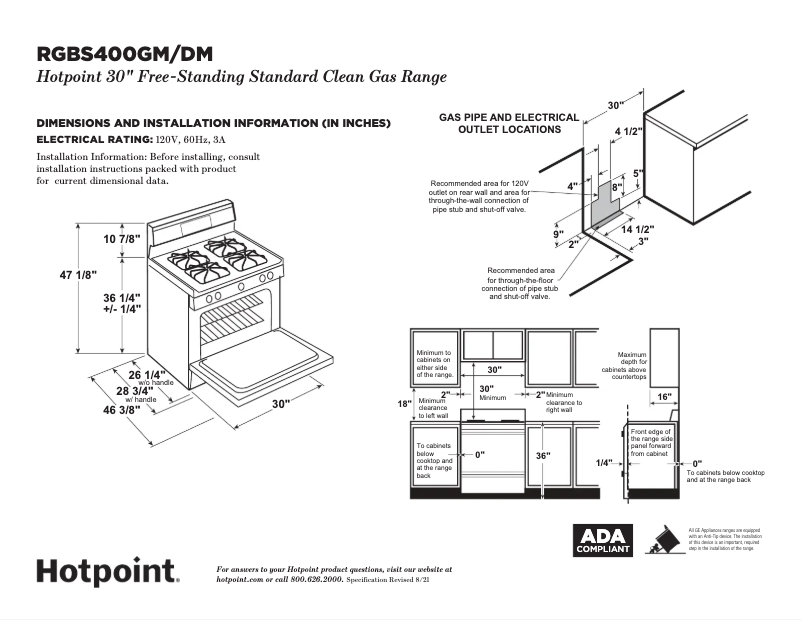 Page 1 de la notice Fiche technique Hotpoint RGBS400DMBB