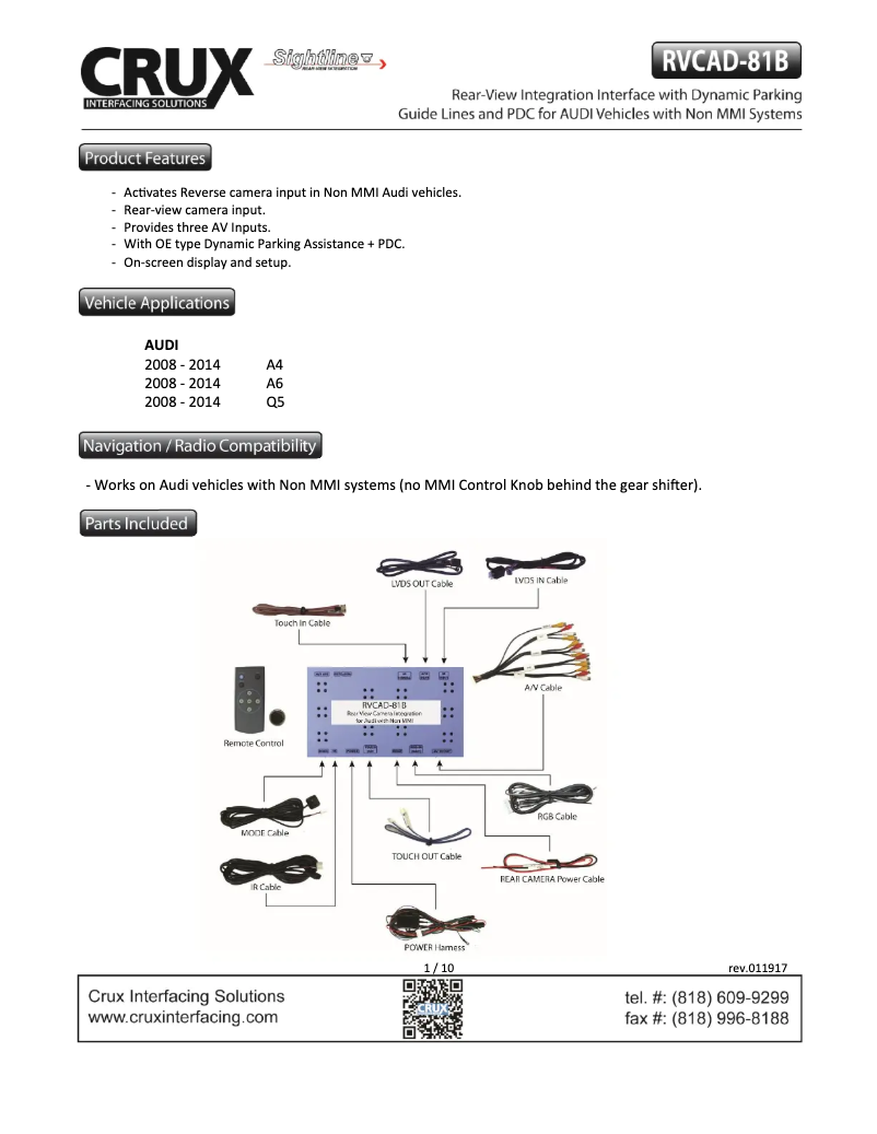 Imagen de la primera página del manual del dispositivo RVCAD-81B