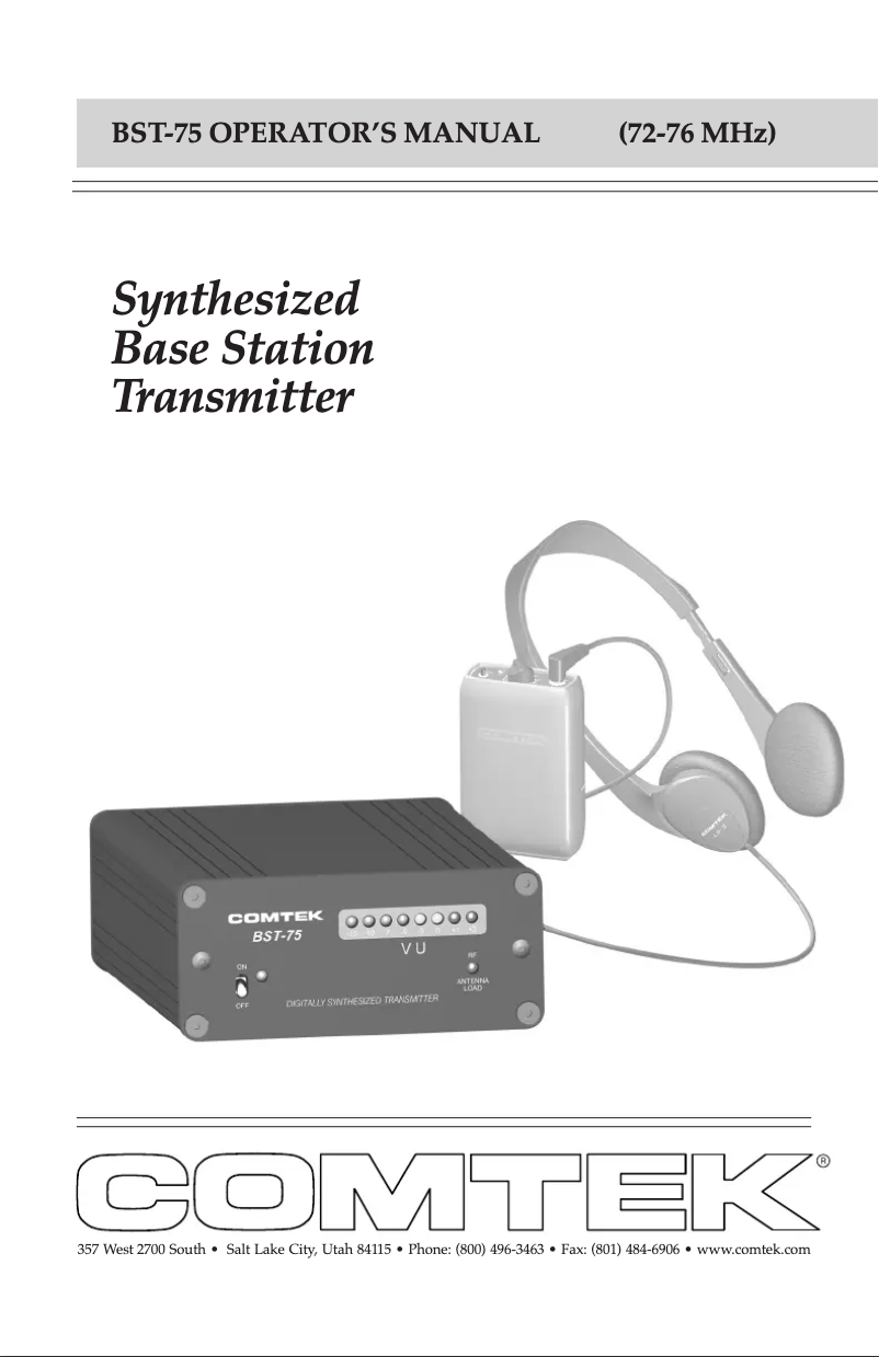 Page n°1 - Manuel utilisateur Comtek BST-75