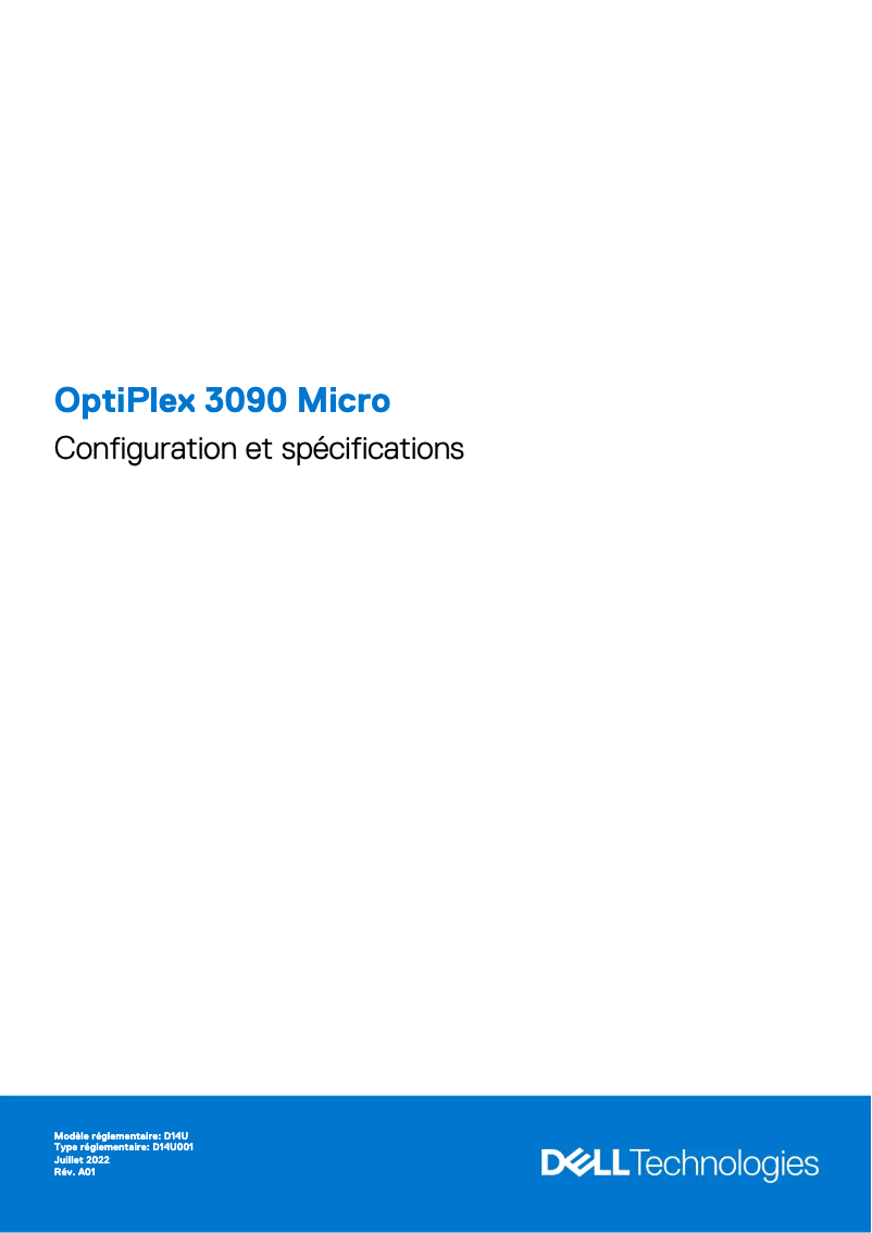 Page 1 de la notice Guide d'installation Dell OptiPlex 3090 Micro